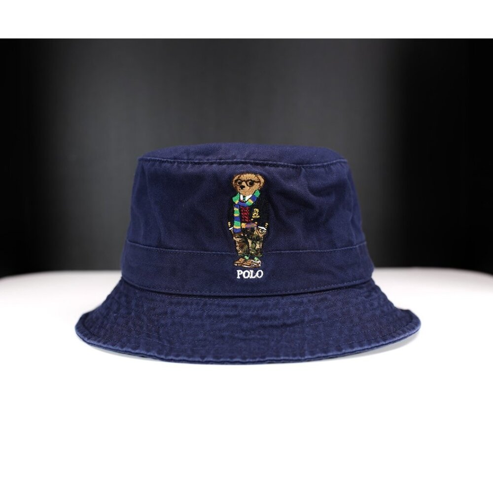 NWT Polo Ralph Lauren Beachside Bucket Hat Cap "BIG POLO BEAR EDITION" Navy